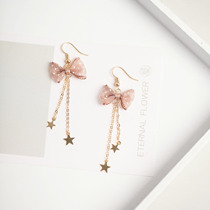 Flower Juku Super Fairy 24k Package Anti-allergy Golden Lace Butterfly Junction Flow Su Stars Asymmetrical Earrings Ear Clip Woman
