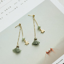 Floral hand for small fresh and sweet s925 pure silver flow Sustars with long earrings female anti-allergic temperament 100 lap