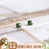 Minimalist temperament s925 pure silver small ear nail female handmade ceramic lukewarm wind fashion retro personality anti-allergy ear clip