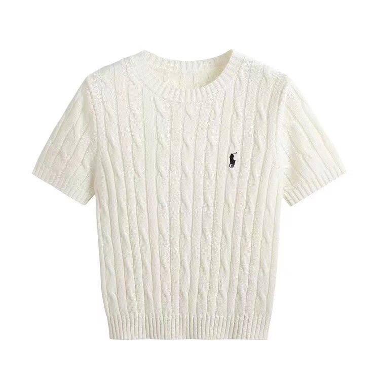Embroidered Battle Immediately Women's Round Neck T-Shirt Preppy Style Raff Slim Bottoming Top Twist Knitwear Women's Summer