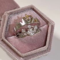 925 sterling silver couple ring princess with prince pair ring girl simple ins niche light luxury new Valentines Day gift