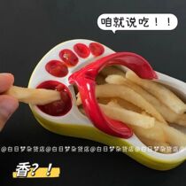 Creative little slippers fries plate whole cheat foodie flip-flops flip-flops ashtray fries ketchup one dinner plate