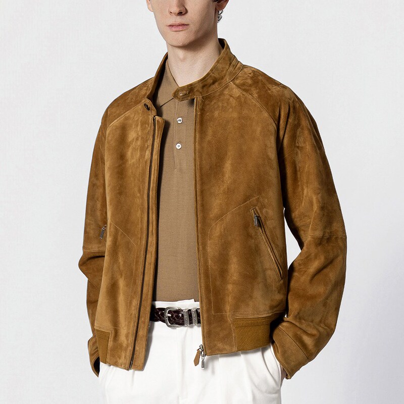 26 Spring New Men's Lp King's Gift Stand Collar Genuine Leather Suede Jacket Coat
