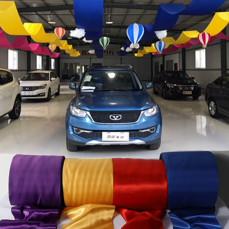 Colored with car 4S Shop showroom with suspended ceiling Mantle Mall ceiling Decorative Silk Ribbon Suspended Ceiling Wavy Cloth