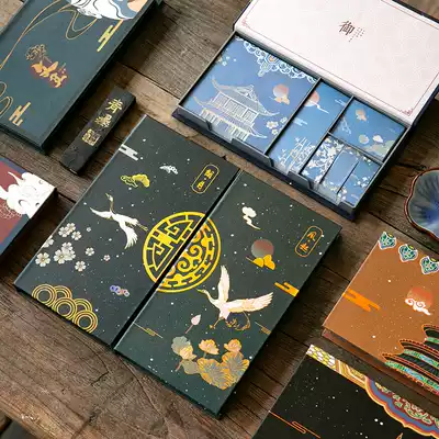 Guochao court style boxed Post-it notes hot gilding can tear Post-it creative ancient style Forbidden City crane series convenience stickers