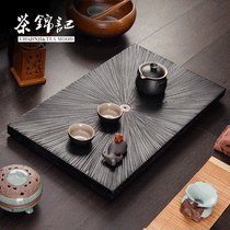 Tea Kum Kee whole piece natural black gold stone tea tray Small tea set simple tray Household perforated drainage tea sea tea table