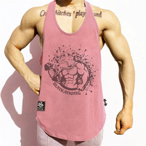 Fitness Dog Vest Musculature Meat Men Summer Training Roll Iron Sleeveless Speed Dry Breathable sweat Sweat Light Thin Loose Cross-Bar t-shirt