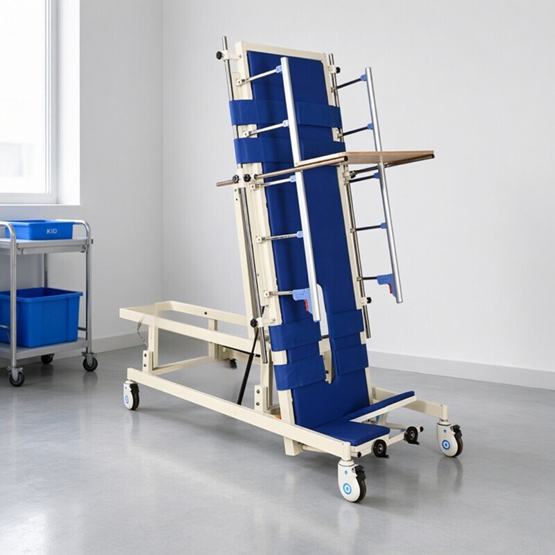 Rehabilitation Standing Bed and Stand Frame for Bedridden Elderly, with Straps for Training Lower Limb Weakness