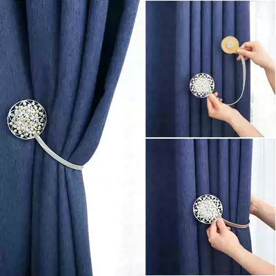 Curtain strap strap rope creative title magnet non-perforated curtain buckle Nordic high-end decorations curtain adhesive hook tie-up