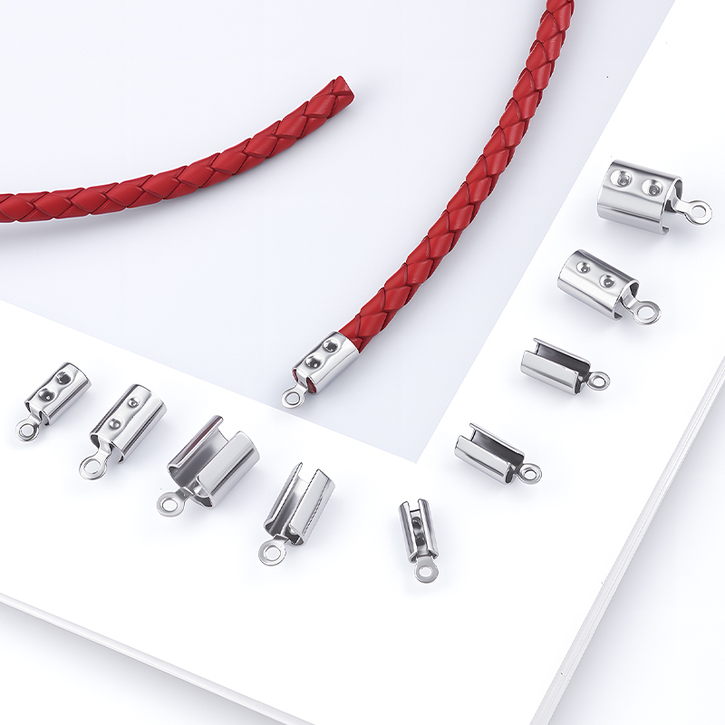 Titanium Steel Round Clip DIY Jewelry Necklace Bracelet Accessories Leather Cord Round Cord Clip Connector End Clasp Handmade Materials