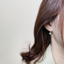 Decoration The South Korean Primary One word pearl ear nail inlaid with 925 silver Brief about teenage girl temperament ear pendant female