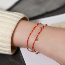 Tiger years of life Transshipment of red rope braided bracelet for luck and good luck hand rope little gold pearl New Year gift bestie jewellery