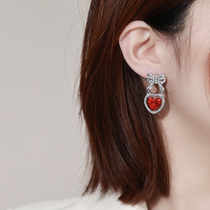 Fa-style retro red butterfly knot loving earrings light extravagant and small crowddesign earrings superior temperament 100 hitch