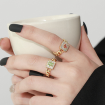 Red Chinese New Years ring female small crowddesign refined and light extravagant advanced index finger opening ring 2022 New wave