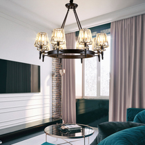 American simple living room chandelier European Wrought iron study lamp Bedroom dining room lamp European creative crystal chandelier