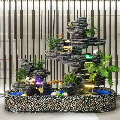 大型假山流水喷泉瀑布户外别墅庭院花园室内风水招财鱼池景观摆件