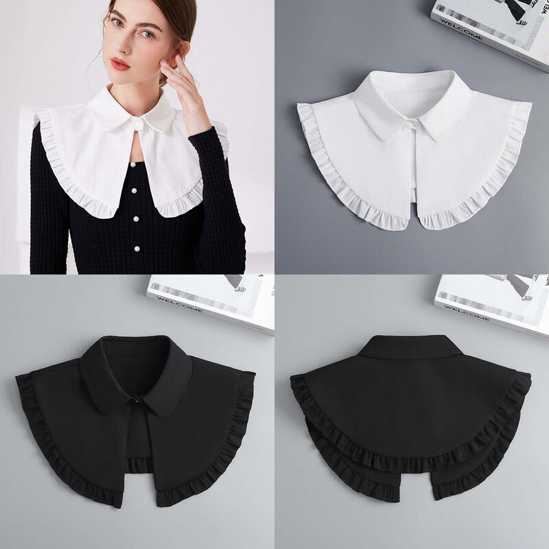 Round Neck Cape Shawl Fake Collar Women's Versatile Sweater Sweatshirt Shirt Outerwear with Turn-Down Collar for Autumn and Winter