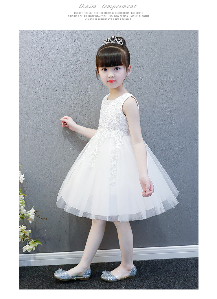 Công chúa váy cô gái fluffy váy cưới mùa hè hoa cô gái cô bé hoa cô gái đàn piano trang phục máy chủ buổi tối ăn mặc trắng quan ao tre em