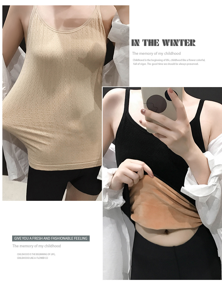 Đồ lót nữ nữ dày cộng với áo sơ mi nhung cotton mặc đáy mùa thu và mùa đông không tay cổ thấp học sinh áo thun giữ nhiệt nữ