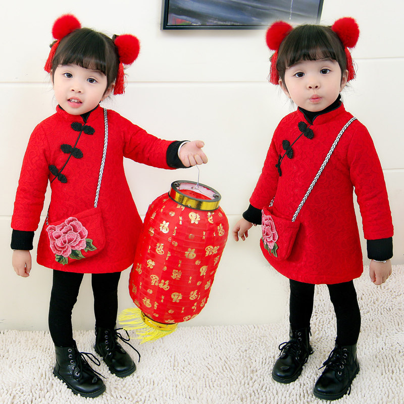 2 girls 3 winter clothes thickened 4 cheongsam dresses 5 baby New Year's clothes 6 children's Tang suits children's New Year clothes 1 year old