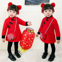 2 girls 3 winter dress thickened 4 cheongsam dress 5 Baby New Year dress 6 children Tang dress children New Year old clothes 1 year old