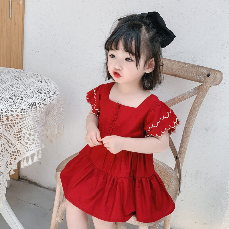 Baby girl retro dress summer 2022 new foreign style princess skirt girl Korean version children's skirt summer