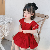 Baby girl retro dress summer 2022 new foreign style princess skirt girl Korean version childrens skirt summer