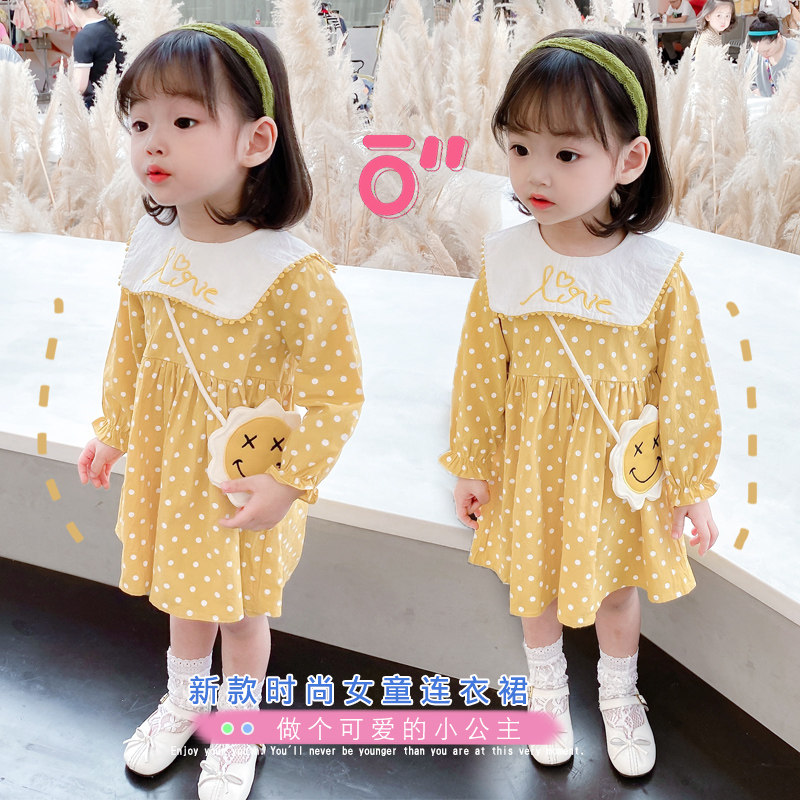 Girls baby autumn long-sleeved dress 2022 new children's spring and autumn foreign style princess skirt one or three years old