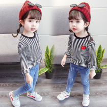 Girls base shirt spring 2021 new long sleeve T-shirt 1 childrens coat 2 years old 3 cotton foreign girl baby baby