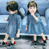 Girl spring dress 2021 New Super-foreign air Boy 1-5 years old 3 baby 4 children denim dress Princess skirt 6