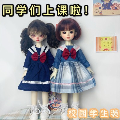 taobao agent [School uniform student outfit] BJD6 points baby clothes daily doll clothes cabbage price 30 cm in campus style