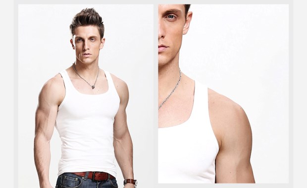 Mùa hè 2017 cá tính bó sát cotton trẻ trung cổ thấp thấp ngực mỏng phần co giãn đáy lớn vest nam áo khoác vest nam hàn quốc