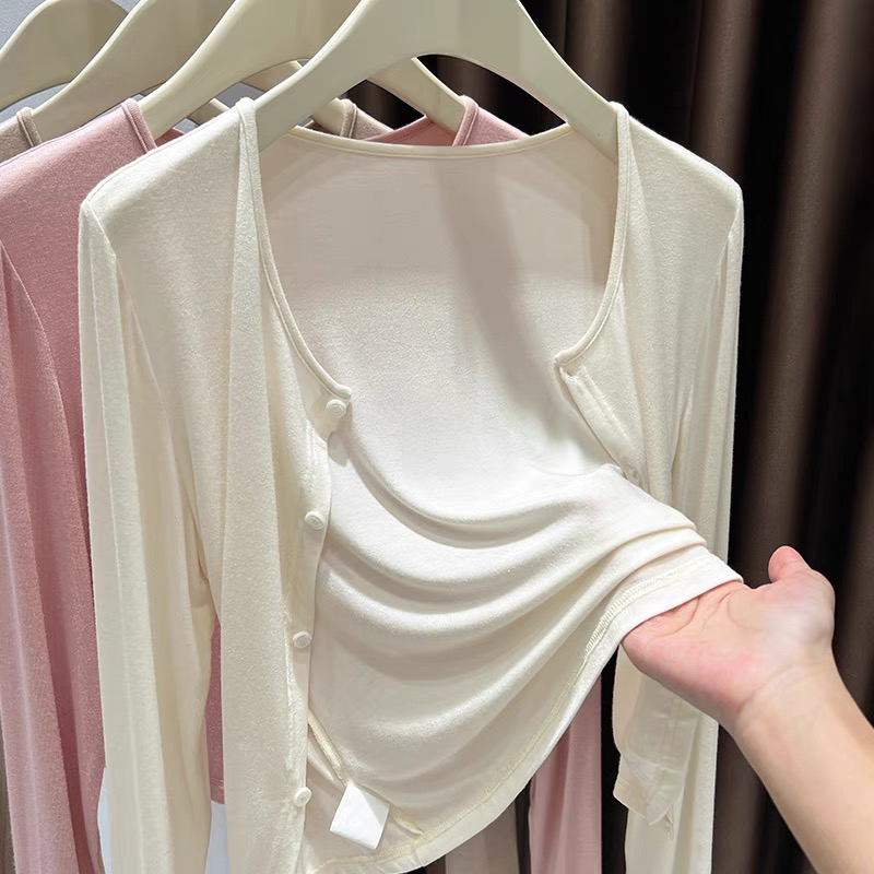 Modal Sun Protection Clothing for Women, Cardigan, Thin New Chinese Style Shawl, Summer Wear with Suspender Skirt, Short Blouse