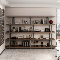 Nordic iron floor shelf loft retro solid wood bookshelf living room office storage rack display rack