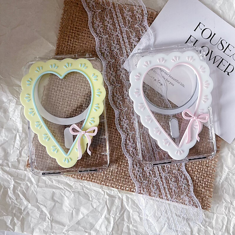 Handmade epoxy resin high-value heart bow magnetic card holder for small cards