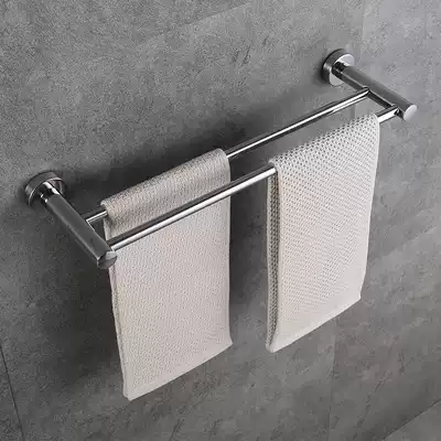 Powder room stainless steel towel rack single pole double pole shelf non-perforated dormitory toilet hanger thickened bath towel rack