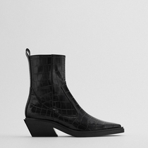 2022 New Cowboy Style Mid Heel Short Boot Inglust Wind Chelsea Boot Side Zip Short Boot Woman Slim Boots Slim