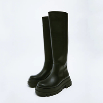 ZA2022 year small heightening but knee rider boots female real leather high cylinder boot single boot thick bottom long cylinder Martin boots