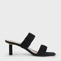 Small CK2022 new square head double band Alien thin heel cool slippers with 100 lap for a pair of heels with high heel womens shoes