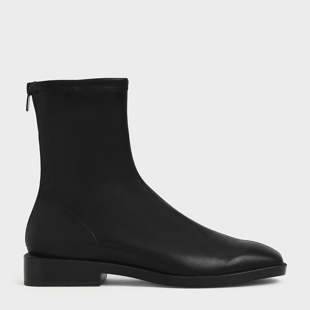 Small CK2021 New Square head low heel boots British style Martin boots female Joker fashion boots stretch thin boots