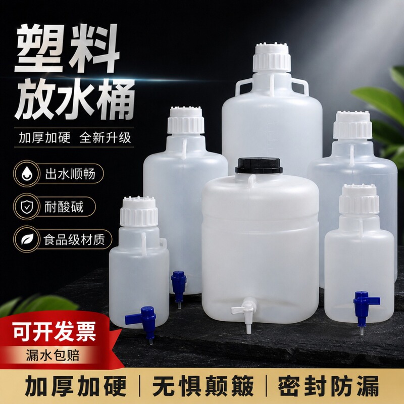 Plastic Water Storage Bucket Hdpe Bottom-Mouth Bottle Pp with Faucet Distilled Water Bucket Sealed Tank Liquid Storage Tank Large Capacity Laboratory Plastic Water Storage Bucket Hdpe Bottom-Mouth Bottle Pp with Faucet Distilled Water Bucket Sealed Tank Liquid Storage Tank Large Capacity Laboratory