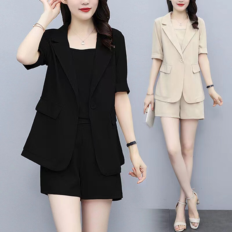 Casual Suit Shorts Three-Piece Summer Outfit 2023 New Stylish Plus Size Slimming Age-Reducing Fashion Set for Women Casual Suit Shorts Three-Piece Summer Outfit 2023 New Stylish Plus Size Slimming Age-Reducing Fashion Set for Women