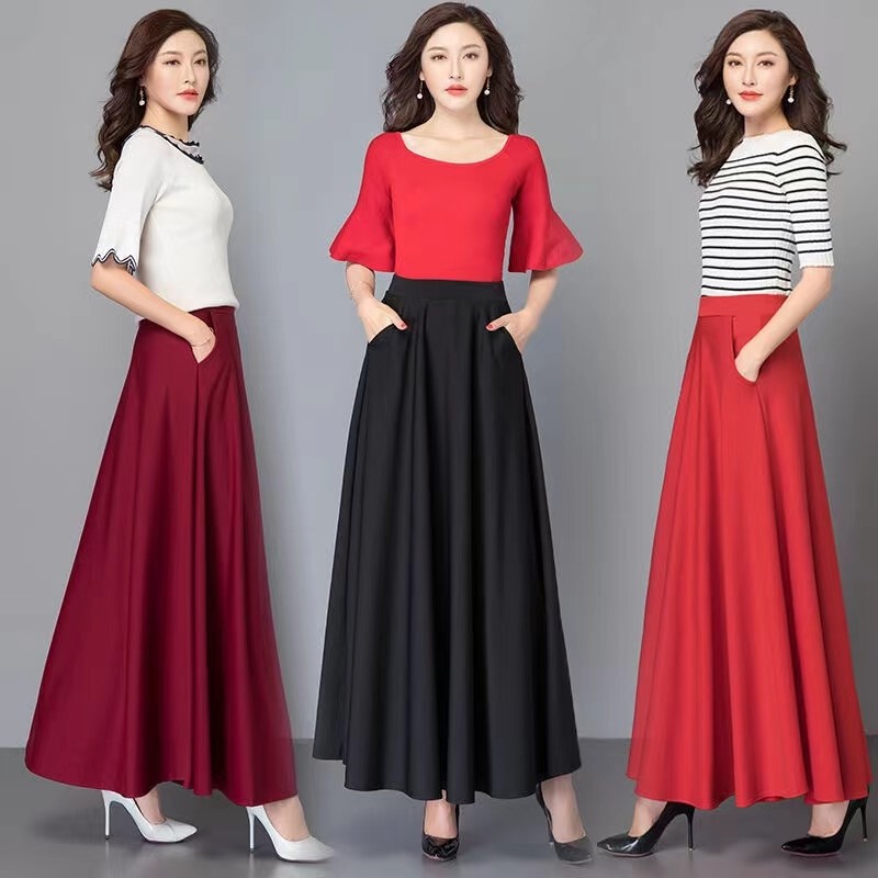 Plus Size Fat Girl Half-Length Skirt 2023 Summer A-Line Skirt High Waist Slimming Black Versatile Korean Style Large Hem Skirt for Women Plus Size Fat Girl Half-Length Skirt 2023 Summer A-Line Skirt High Waist Slimming Black Versatile Korean Style Large Hem Skirt for Women