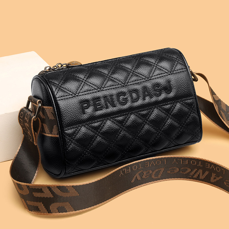 小型ハンドバッグ、欧米スタイル、トレンディなPUソフトレザーのボストンピローバッグ、幅広ショルダーストラップ、ダイヤモンド柄、シングルショルダークロスボディバッグ。