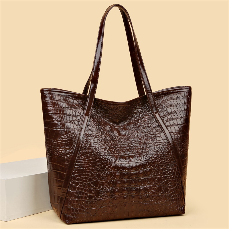Large Bag for Women, Large Capacity, New Summer Style, Simple and Elegant, Crocodile Pattern, Commuter Women's Bag, Shoulder Handbag, Tote Bag