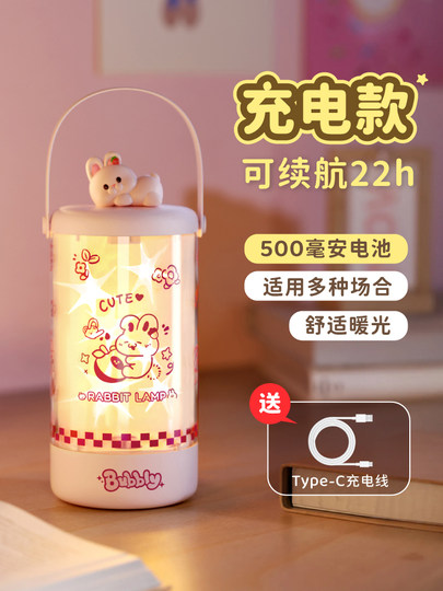 Cute Atmosphere Lamp, Night Light, Bedroom Bedside Lamp, Desktop Ornament, Decoration, Gift for Girlfriend or Best Friend, Camping Lamp