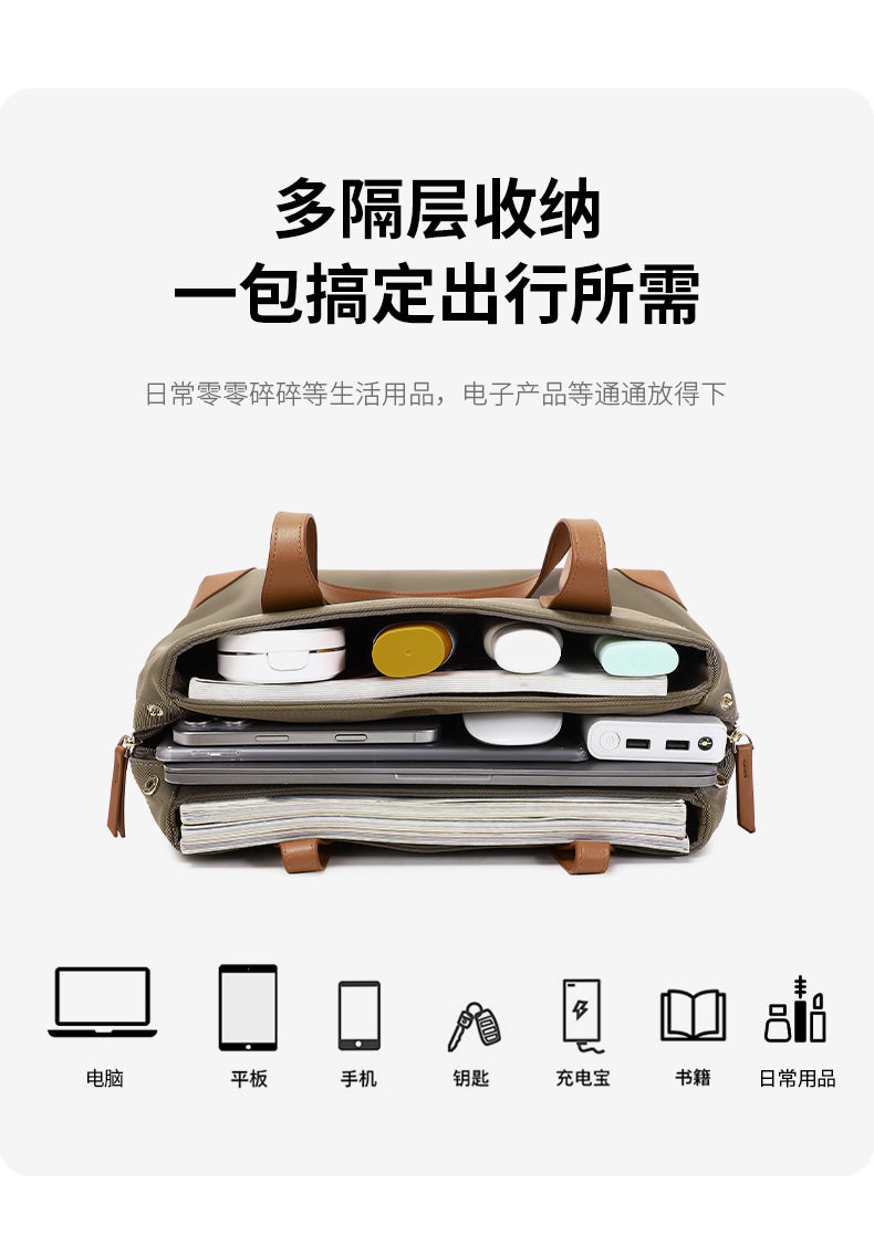 чемодан 2025新款多隔层女士通勤手提包可放a4文件14寸电脑袋托特包优胜者