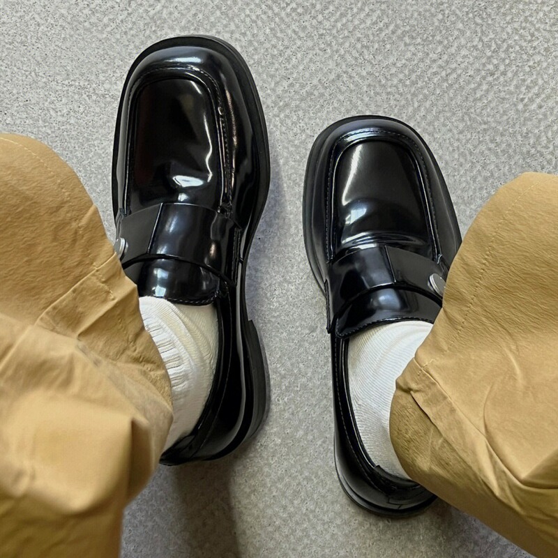 Genuine Leather Thick-Soled Loafers for Women, 2026 New Retro Versatile Chunky Heel Slip-On Shoes, British Style Small Leather Shoes for Men