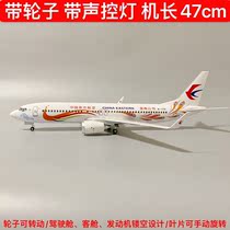 47cm with wheels with lamp Eastern Airlines 737 Peacock Number Painted East Air 737 Aircraft Model Passenger Jet Model Finished Product