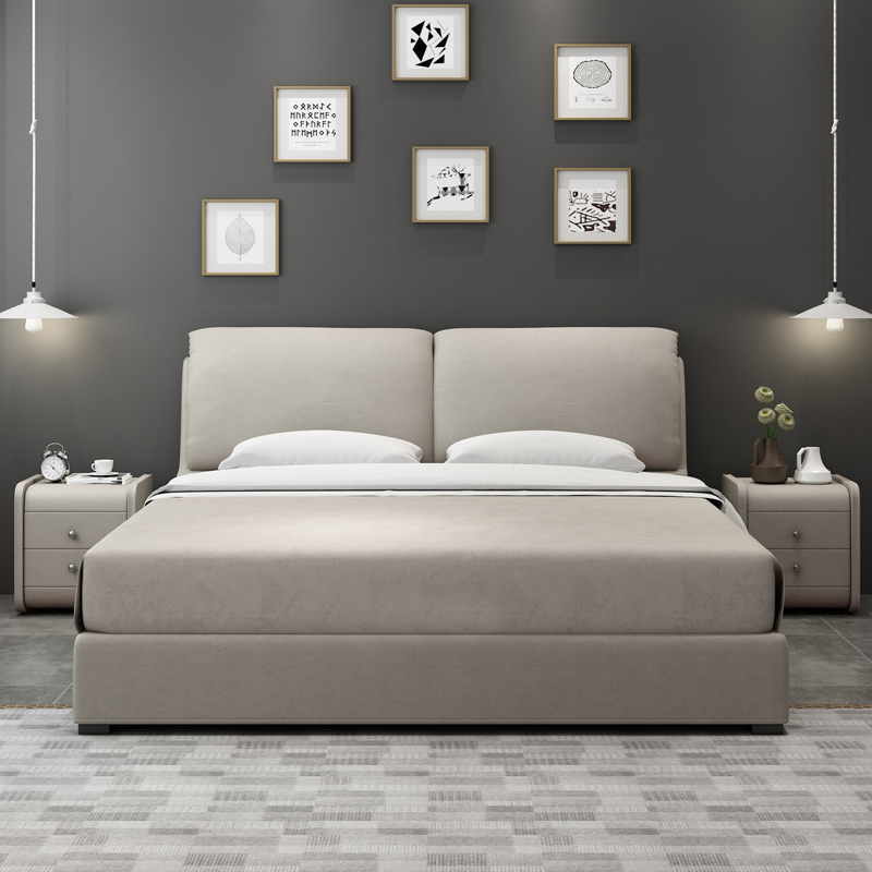 Modern minimalist fabric double tatami bed ins net red American light luxury master bedroom wedding bed small apartment removable and washable